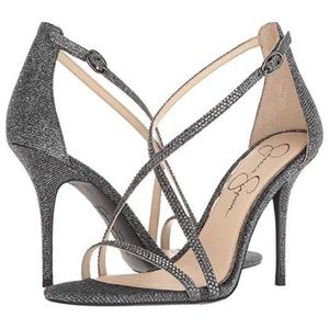 NWOT Jessica Simpson Annalesse Strappy Sparkle Glitter Heel Sandals